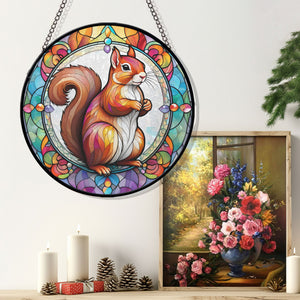 Squirrel Stained Glass Suncatcher, Squirrel Suncatchers for Windows Stained Glass