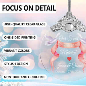 First Christmas Married Glass Ornaments: Elegant Holiday Keepsakes for Newlyweds 2024 - A23