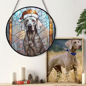 Christmas Dog Stained Glass Suncatcher | Unique Holiday Gift for Dog Lovers | Weimaraner