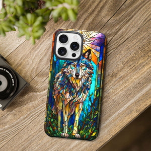 Wolf Stained Glass for iPhone 16 Pro Max Case, Wolf iPhone 16 Pro Max Case, Wolf Phone case, Stained Glass Phone Case