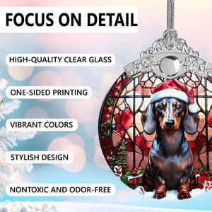 Christmas Dog Stained Glass Ornament | Unique Holiday Gift for Dog Lovers | Dachshund