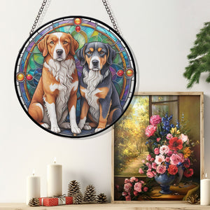 Dogs Stained Glass Suncatcher, Dogs Suncatchers for Windows Stained Glass