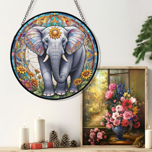 Elephant Stained Glass Suncatcher, Elephant Suncatchers for Windows Stained Glass