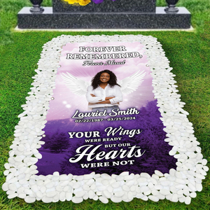 Personalized Memorial Grave Blanket, Custom Memorial Grave Blanket : Forever remembered forever missed, your wings were ready but my heart was not