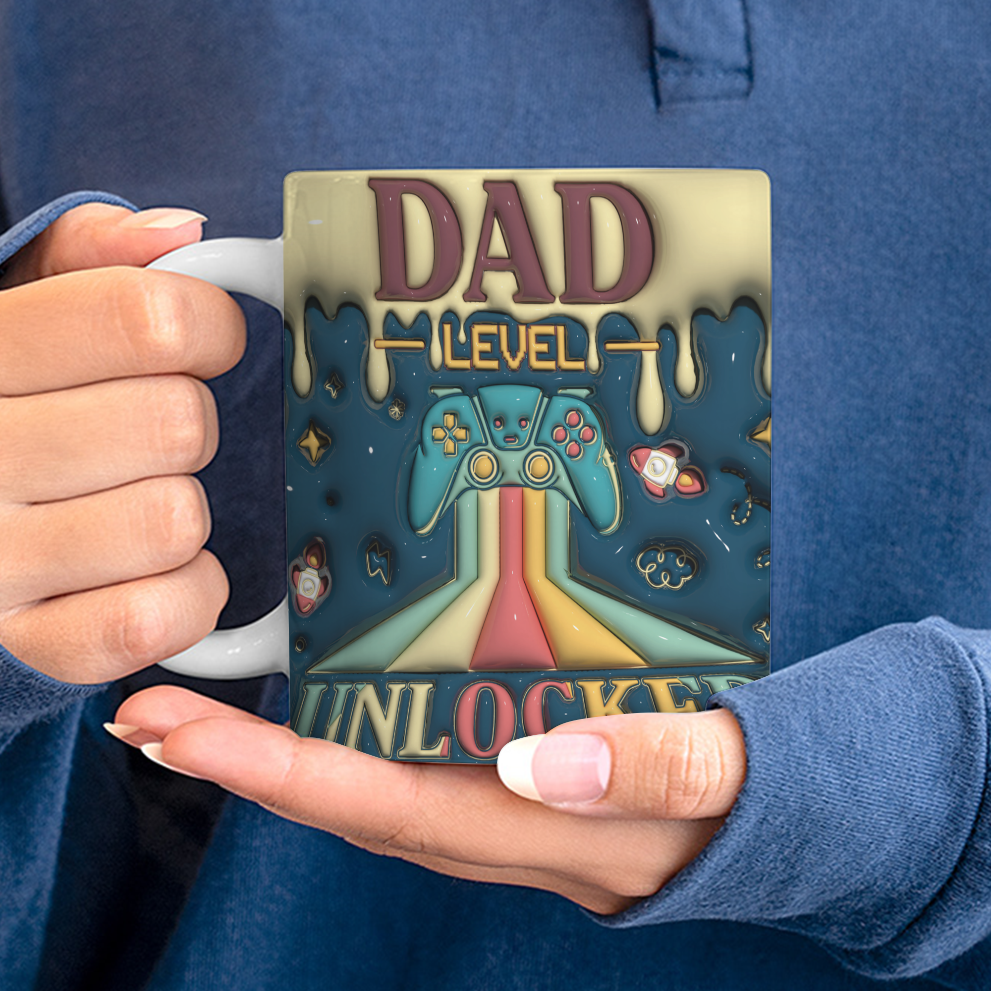 Father's Day Mug Gift, Dad 3d Mug, 3D Mug Gift For Dad : Dad Level Unlocked
