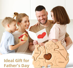 Custom Lion Dad Wooden Puzzle Father’s Day, Personalized Lion Wooden Engraved Wooden Animal Family Puzzle (Copy) (Copy)