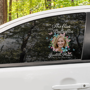 Custom In Loving Memory Sticker Personal Memory Decal Car : Now She Flies With Butterflies