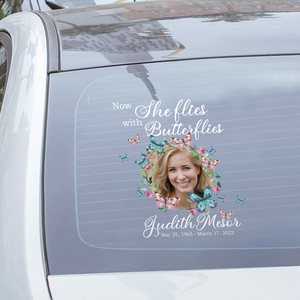 Custom In Loving Memory Sticker Personal Memory Decal Car : Now She Flies With Butterflies