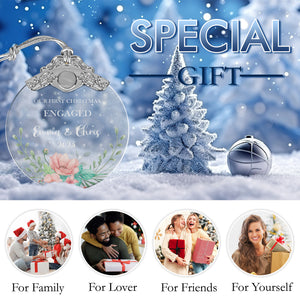 First Christmas Engaged Glass Ornaments: Elegant Holiday Keepsakes for Newlyweds 2024 - A34