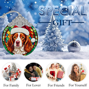 Christmas Dog Stained Glass Ornament | Unique Holiday Gift for Dog Lovers | Brittany Spaniel