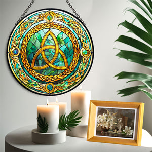 Celtic Knot Stained Glass Suncatcher, Celtic Knot Suncatcher for Windows Stained Glass