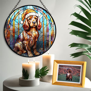 Christmas Dog Stained Glass Suncatcher | Unique Holiday Gift for Dog Lovers | Cocker Spaniel