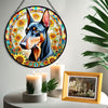 Doberman Stained Glass Suncatcher, Doberman Sunflower Suncatcher for Windows Stained Glass