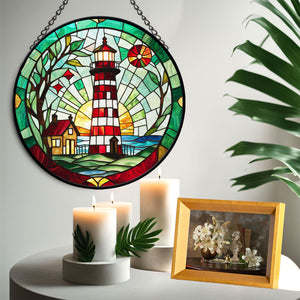 Light House Stained Glass Suncatcher, Light House Suncatcher for Windows Stained Glass A01