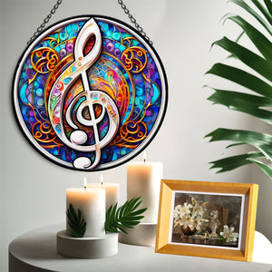 Music Clef Stained Glass Suncatcher, Music Clef Suncatcher for Windows Stained Glass