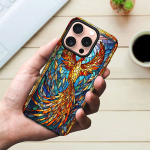 Phoenix Stained Glass for iPhone 16 Pro Max Case, Phoenix iPhone 16 Pro Max Case, Phoenix Phone case, Stained Glass Phone Case 02