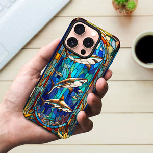 Shark Stained Glass for iPhone 16 Pro Max Case, Shark iPhone 16 Pro Max Case, Shark Phone case, Stained Glass Phone Case