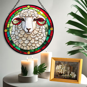 Sheep Stained Glass Suncatcher, Sheep Suncatcher for Windows Stained Glass A01