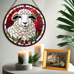 Sheep Stained Glass Suncatcher, Sheep Suncatcher for Windows Stained Glass A02