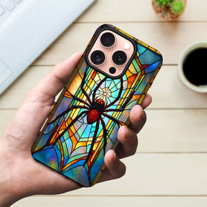 Spider Stained Glass for iPhone 16 Pro Max Case, Spider iPhone 16 Pro Max Case, Spider Phone case, Stained Glass Phone Case