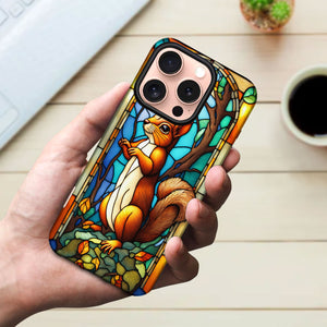 Squirrel Stained Glass for iPhone 16 Pro Max Case, Squirrel iPhone 16 Pro Max Case, Squirrel Phone case, Stained Glass Phone Case