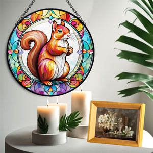 Squirrel Stained Glass Suncatcher, Squirrel Suncatchers for Windows Stained Glass