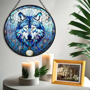 Wolf Stained Glass Suncatcher, Wolf Suncatcher for Windows Stained Glass