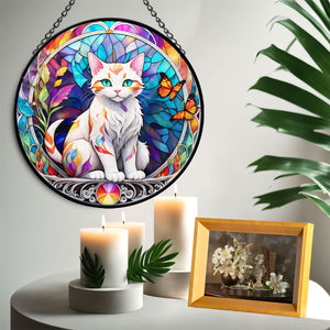 Cat Stained Glass Suncatcher, Cat Suncatchers for Windows Stained Glass