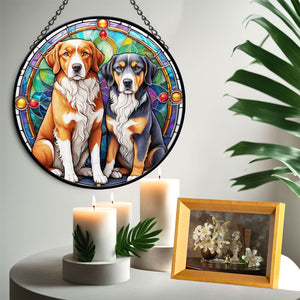 Dogs Stained Glass Suncatcher, Dogs Suncatchers for Windows Stained Glass