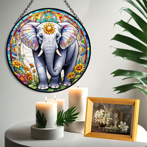 Elephant Stained Glass Suncatcher, Elephant Suncatchers for Windows Stained Glass