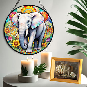 elephant Stained Glass Suncatcher, elephant Suncatcher for Windows Stained Glass