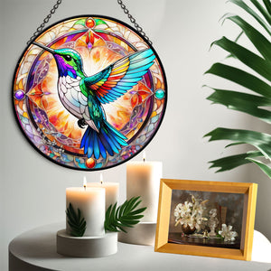 Hummingbird Stained Glass Suncatcher, Hummingbird Suncatchers for Windows Stained Glass