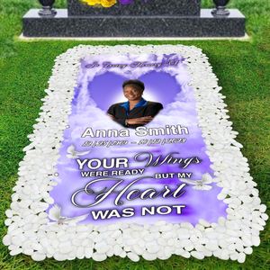 Personalized Memorial Grave Blanket, Custom Memorial Grave Blanket : in loving memory of, your wings were ready but my heart was not