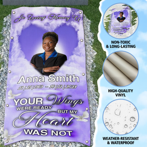 Personalized Memorial Grave Blanket, Custom Memorial Grave Blanket : in loving memory of, your wings were ready but my heart was not