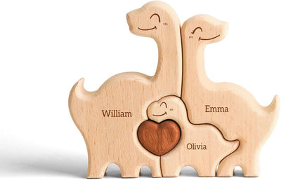 Custom Dinosaur Dad Wooden Puzzle Father’s Day, Personalized Dinosaurus Wooden Engraved Wooden Animal Family Puzzle