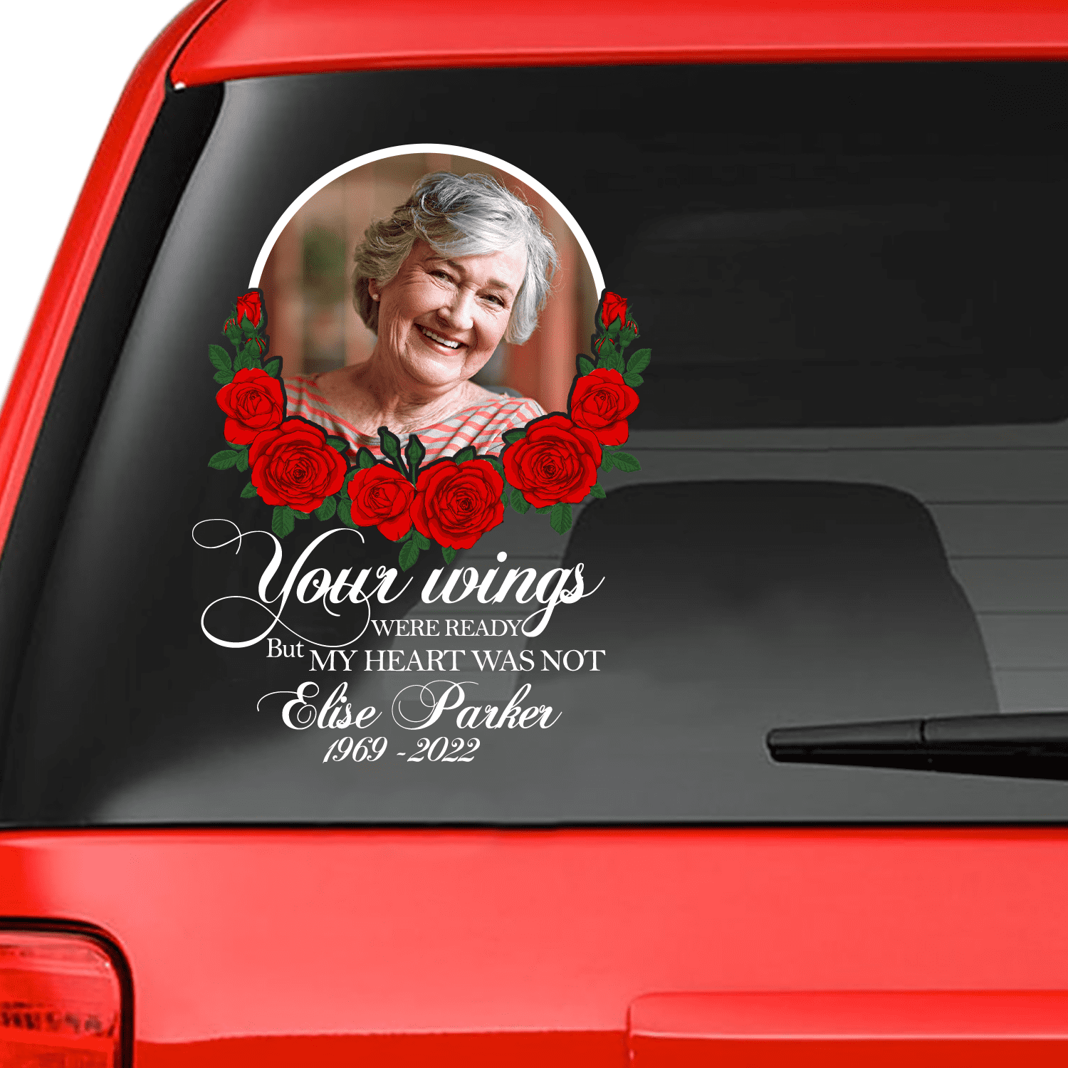 Custom In Loving Memory Sticker, Personalized Memorial Decal Car : your wings were ready