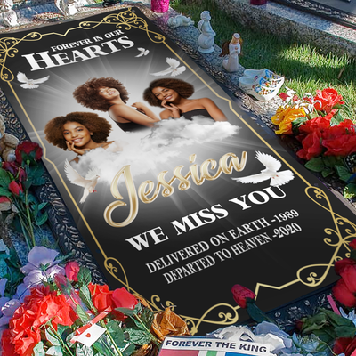 Custom Memorial Grave Blanket :  Forever in our Hearts