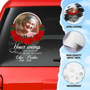 Custom In Loving Memory Sticker, Personalized Memorial Decal Car : your wings were ready