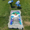 Custom Memorial Grave Blanket : in loving memory of, in loving memory of, because someone we love is in heaven