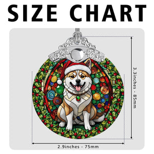 Christmas Dog Stained Glass Ornament | Unique Holiday Gift for Dog Lovers | Akita Inu