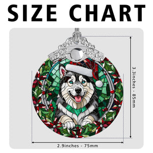 Christmas Dog Stained Glass Ornament | Unique Holiday Gift for Dog Lovers | Alaskan Malamute