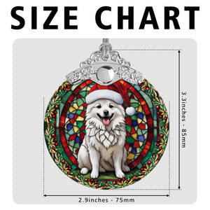 Christmas Dog Stained Glass Ornament | Unique Holiday Gift for Dog Lovers | American Eskimo