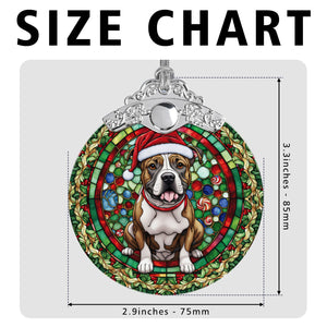 Christmas Dog Stained Glass Ornament | Unique Holiday Gift for Dog Lovers | American Staffordshire Terrier