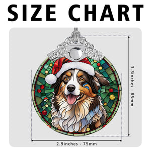 Christmas Dog Stained Glass Ornament | Unique Holiday Gift for Dog Lovers | Australian Shepherd