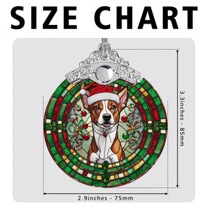 Christmas Dog Stained Glass Ornament | Unique Holiday Gift for Dog Lovers | Basenji