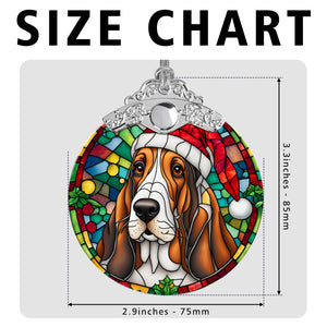 Christmas Dog Stained Glass Ornament | Unique Holiday Gift for Dog Lovers | Basset Hound