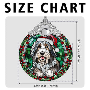 Christmas Dog Stained Glass Ornament | Unique Holiday Gift for Dog Lovers | Bearded Collie