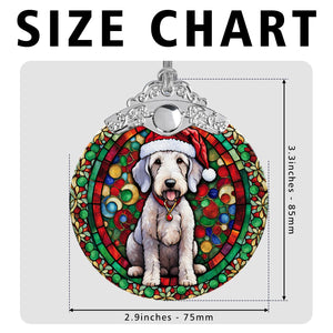 Christmas Dog Stained Glass Ornament | Unique Holiday Gift for Dog Lovers | Bedlington Terrier