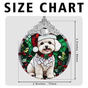 Christmas Dog Stained Glass Ornament | Unique Holiday Gift for Dog Lovers | Bichon Frise