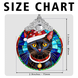 Christmas Cat Stained Glass Ornament | Unique Holiday Gift for Cat Lovers | Bombay